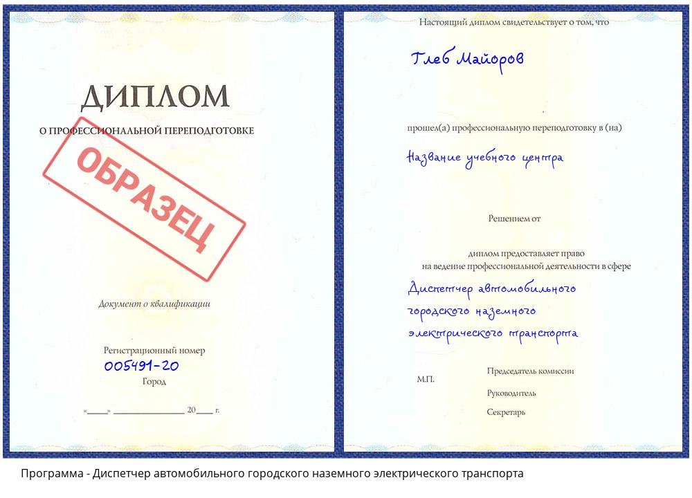 Диспетчер автомобильного городского наземного электрического транспорта Изобильный