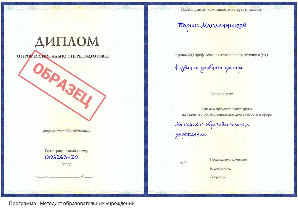 Методист образовательных учреждений Изобильный