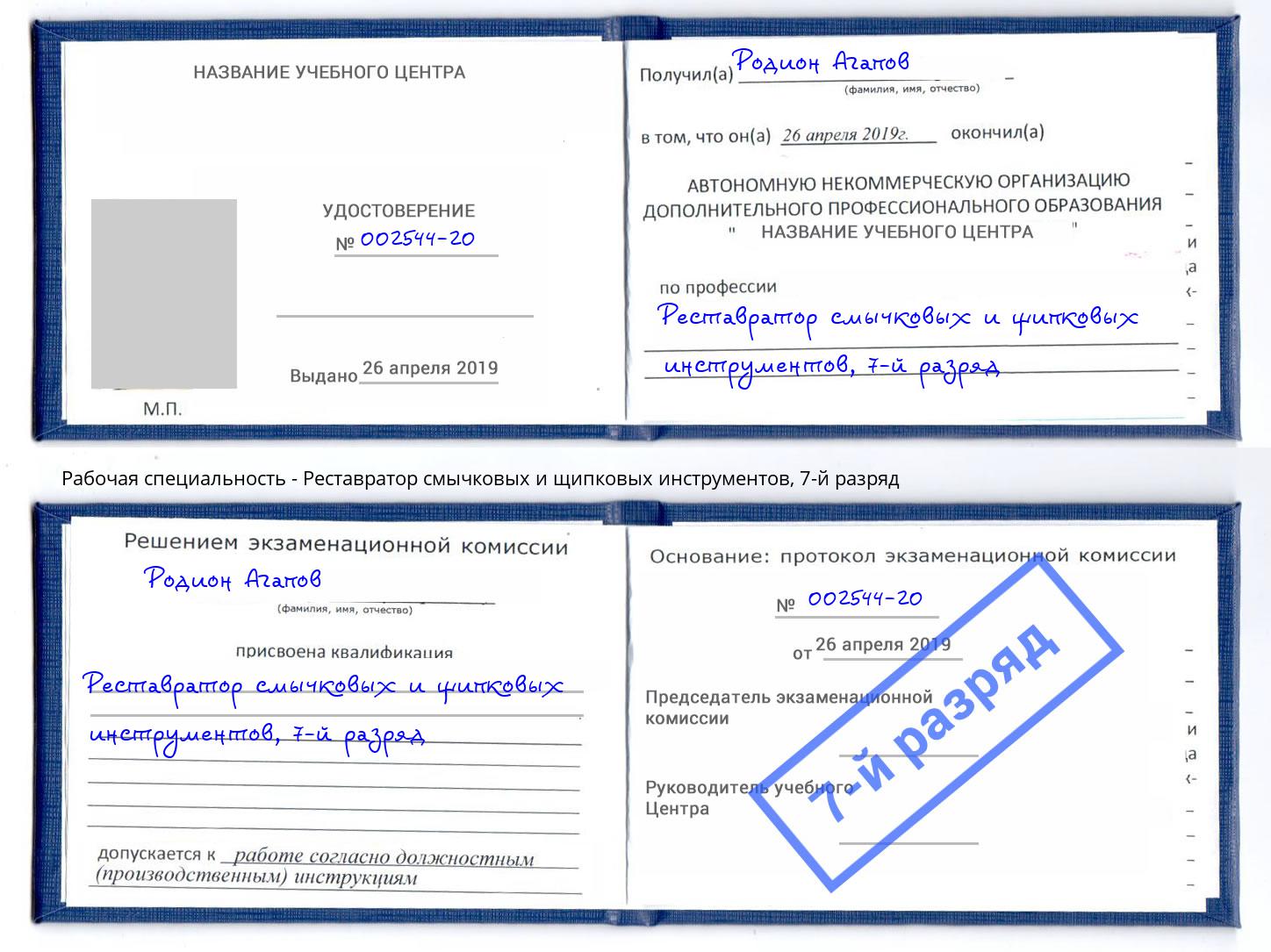 корочка 7-й разряд Реставратор смычковых и щипковых инструментов Изобильный